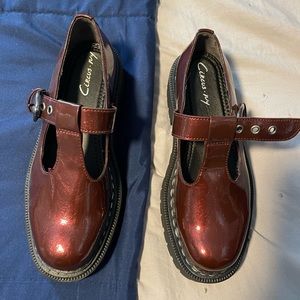 Mary Jane Burgundy Platforms